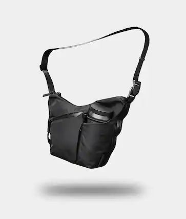 Front. ALPAKA - Flow Satchel Mini 2L Crossbody Bag, Water Resistant Shoulder Bag, Expandable Bottle Pocket, YKK Zippers - Black Axoflux 210D.