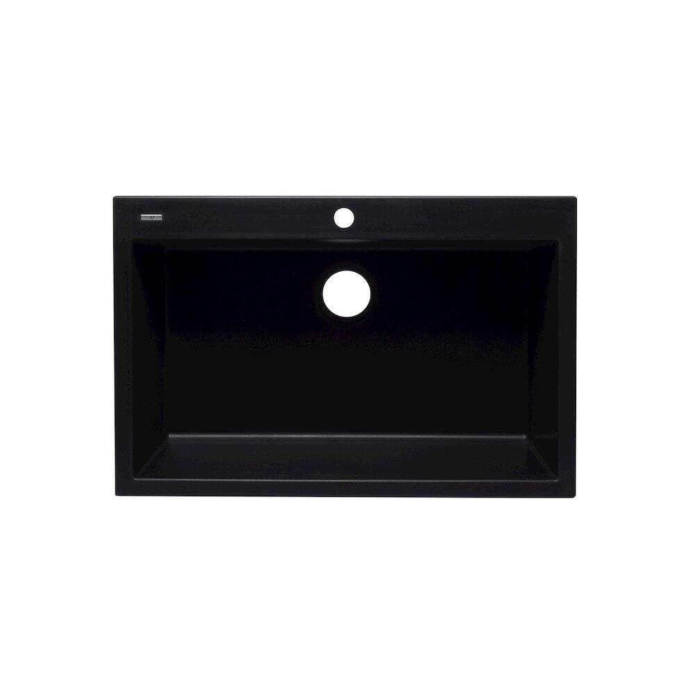 Alt View 6. Alfi - ALFI brand Black 33 Single Bowl Drop In Granite Composite Kitchen Sink - Black.