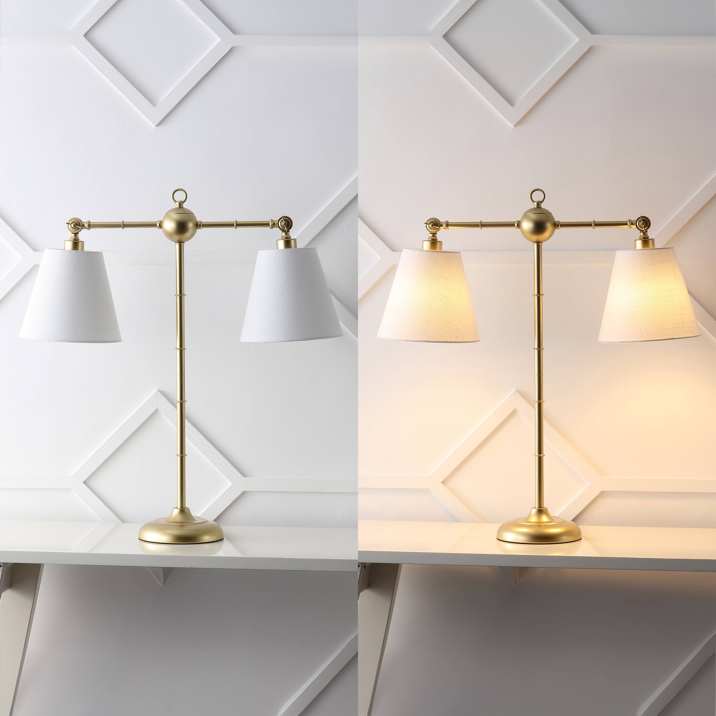 Alt View 3. Jonathan Y - Ruth 31" 2-Light Contemporary Farmhouse Adjustable Metal Library LED Table Lamp, Gold Painting - Gold Painting.