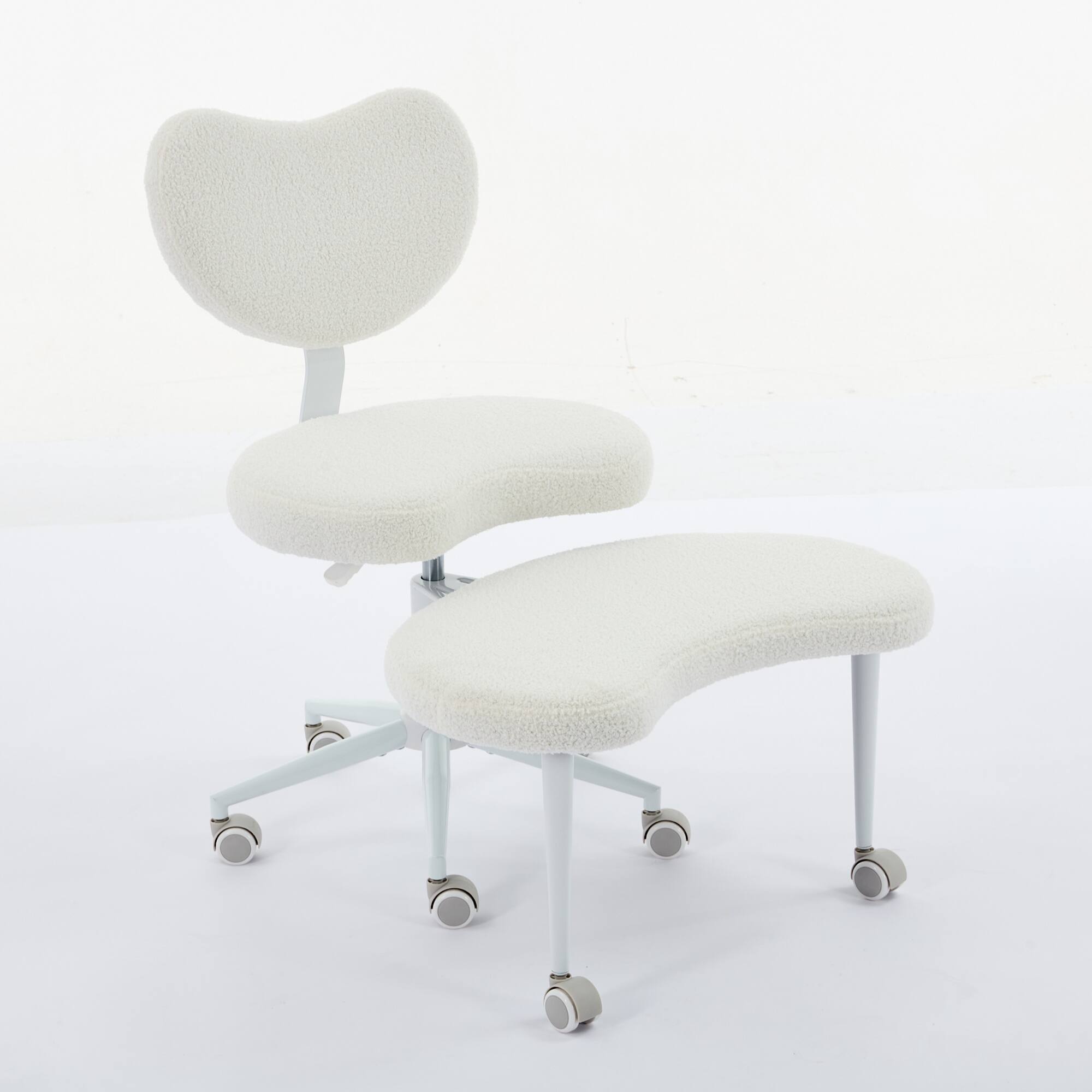 Back. GOODSILO - Meditation Chair with Wheels & Lumbar Support | Cross Legged Desk Chair for Fidgety Sitters | Adjustable Stool - Ivory.