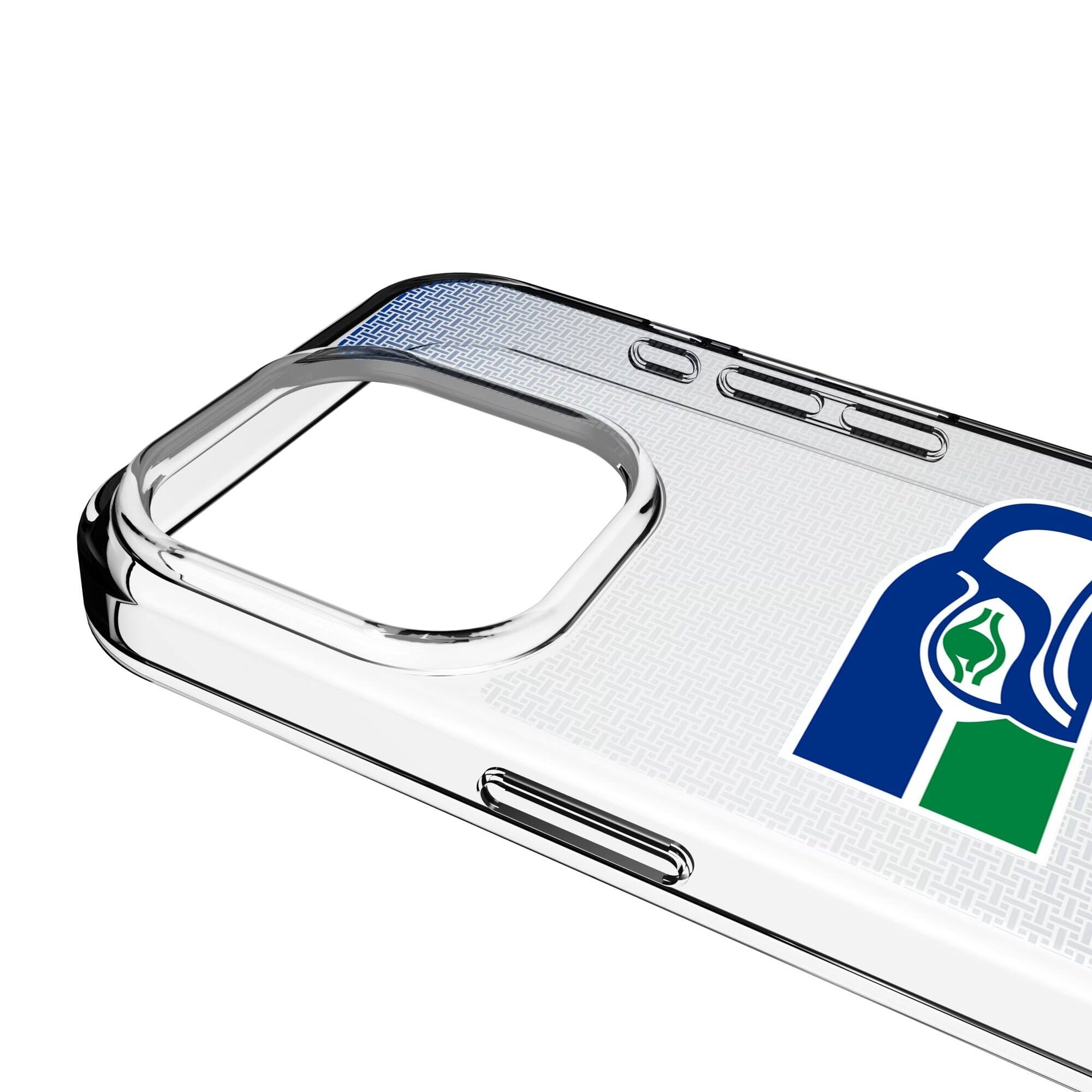 Alt View 2. Keyscaper - Seattle Seahawks Linen Logo iPhone Clear Case - 13 Pro Max - Multicolor.