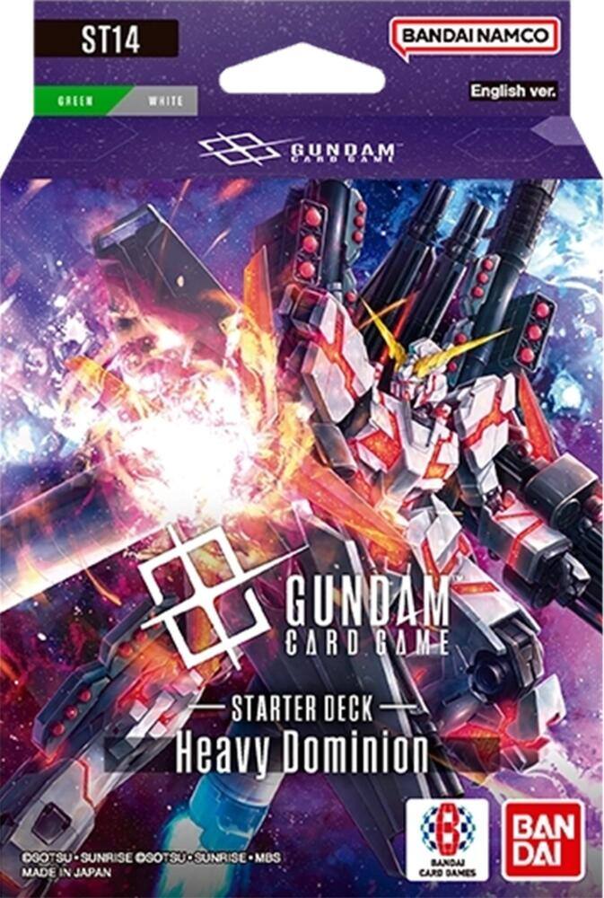 ST14  
BANDAI NAMCO  
GREEN  
English ver.  
GUNDAM CARD GAME  
STARTER DECK Heavy Dominion  
BANDAI MADE IN JAPAN
