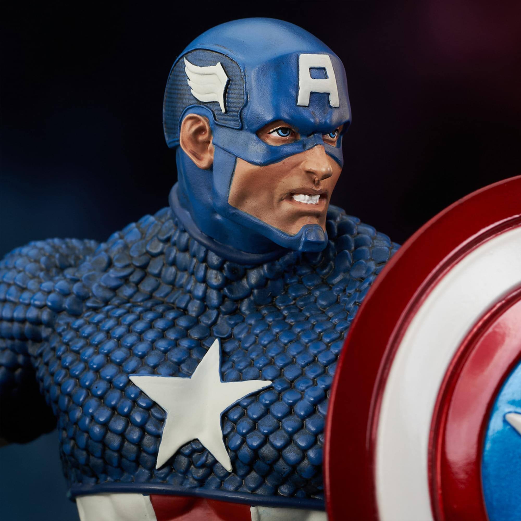 Alt View 3. Marvel - Marvel Captain America 6 Inch Resin Bust - Blue.
