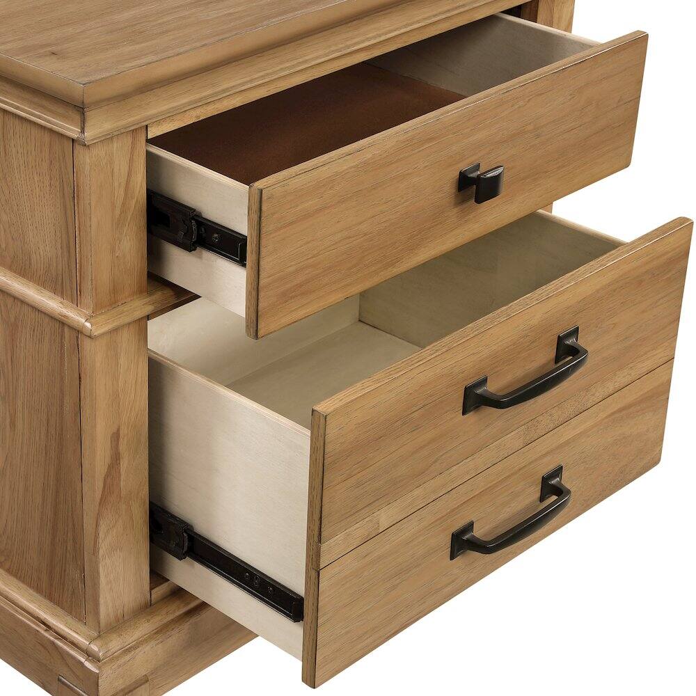 Alt View 2. New Classic Furniture - Sunstone Wood 3-Drawer Nightstand in Honey - Honey.