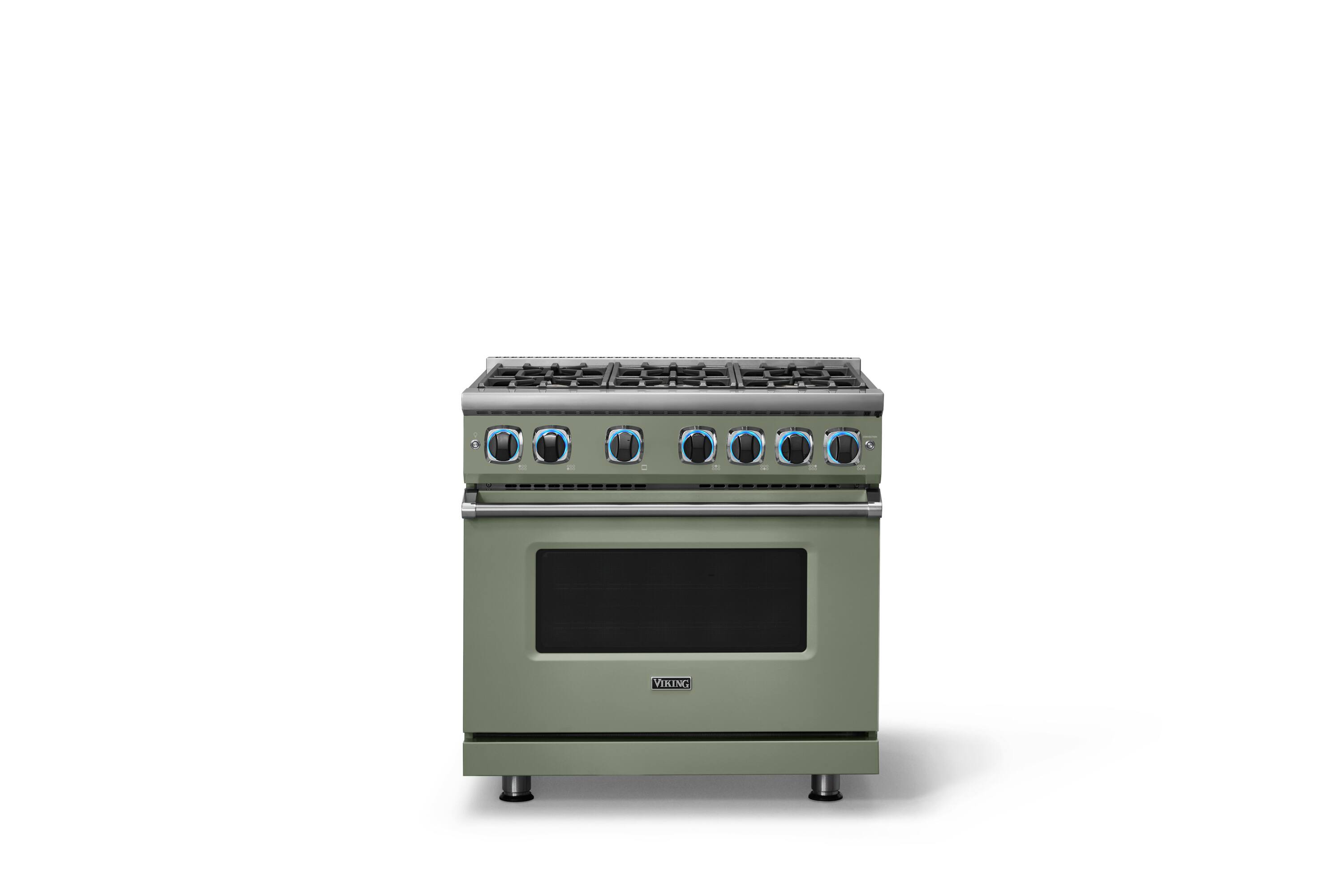 Alt View 1. Viking - Pro 7 Series 5.6 Cu. Ft. Freestanding Sealed 4 Burner Gas Convection Range - Eucalyptus - Eucalyptus.