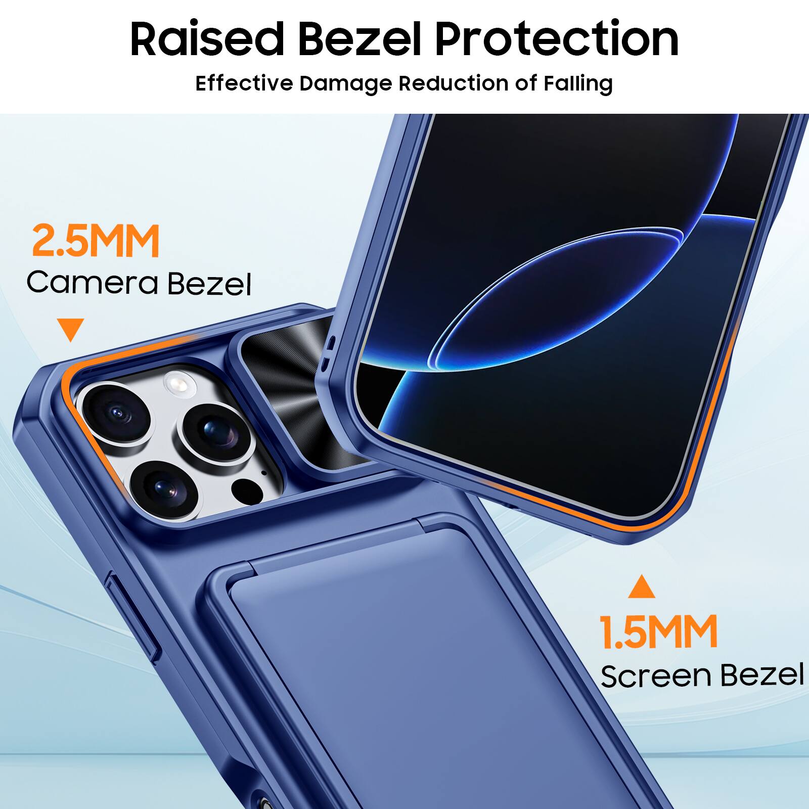 Raised Bezel Protection  
Effective Damage Reduction of Falling  

2.5MM Camera Bezel  

1.5MM Screen Bezel