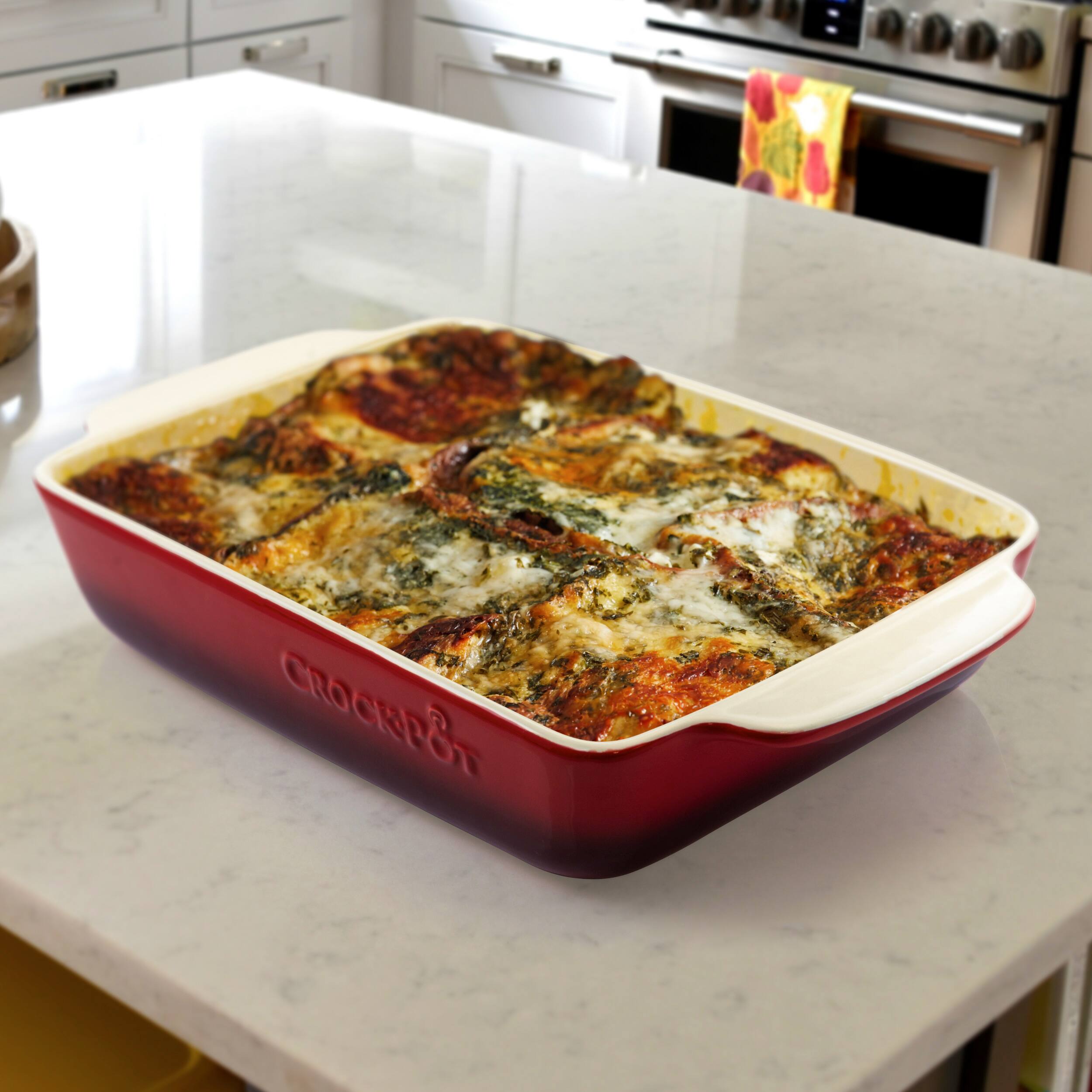 Alt View 5. Crock-Pot - Crock Pot Artisan 4 Quart Stoneware Bake Pan in Red - Red.