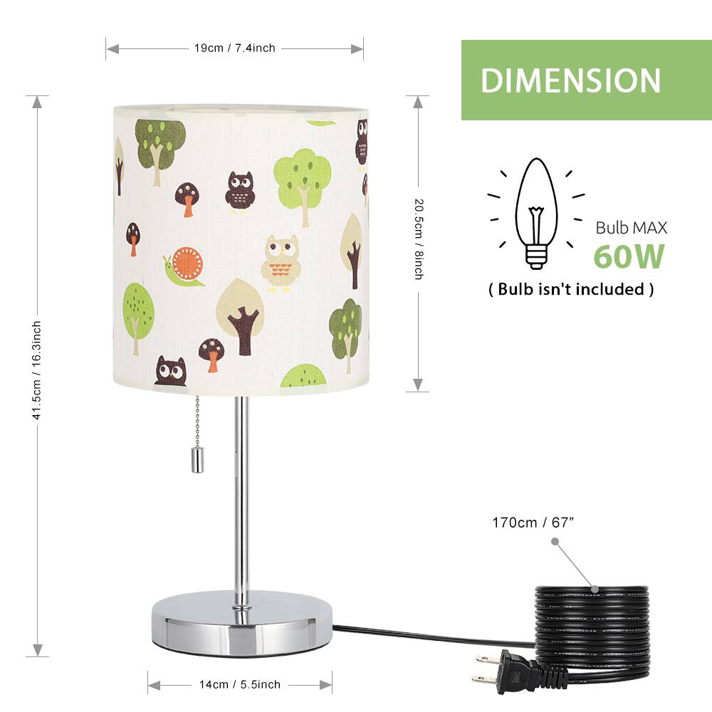 19cm / 7.4inch  
DIMENSION  
16.3inch  
41.5cm / 16 1/4  
20.5cm - 8inch  
Bulb MAX 60W (Bulb isn't included)  
170cm / 67"  
14cm / 5.5inch