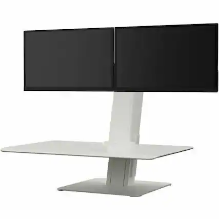 Front. Humanscale - Humanscale QuickStand Eco, Single Monitor, White - 35 lb Capacity - Height Adjustable - 30" Table Top Width x 19.02" - Unknown.