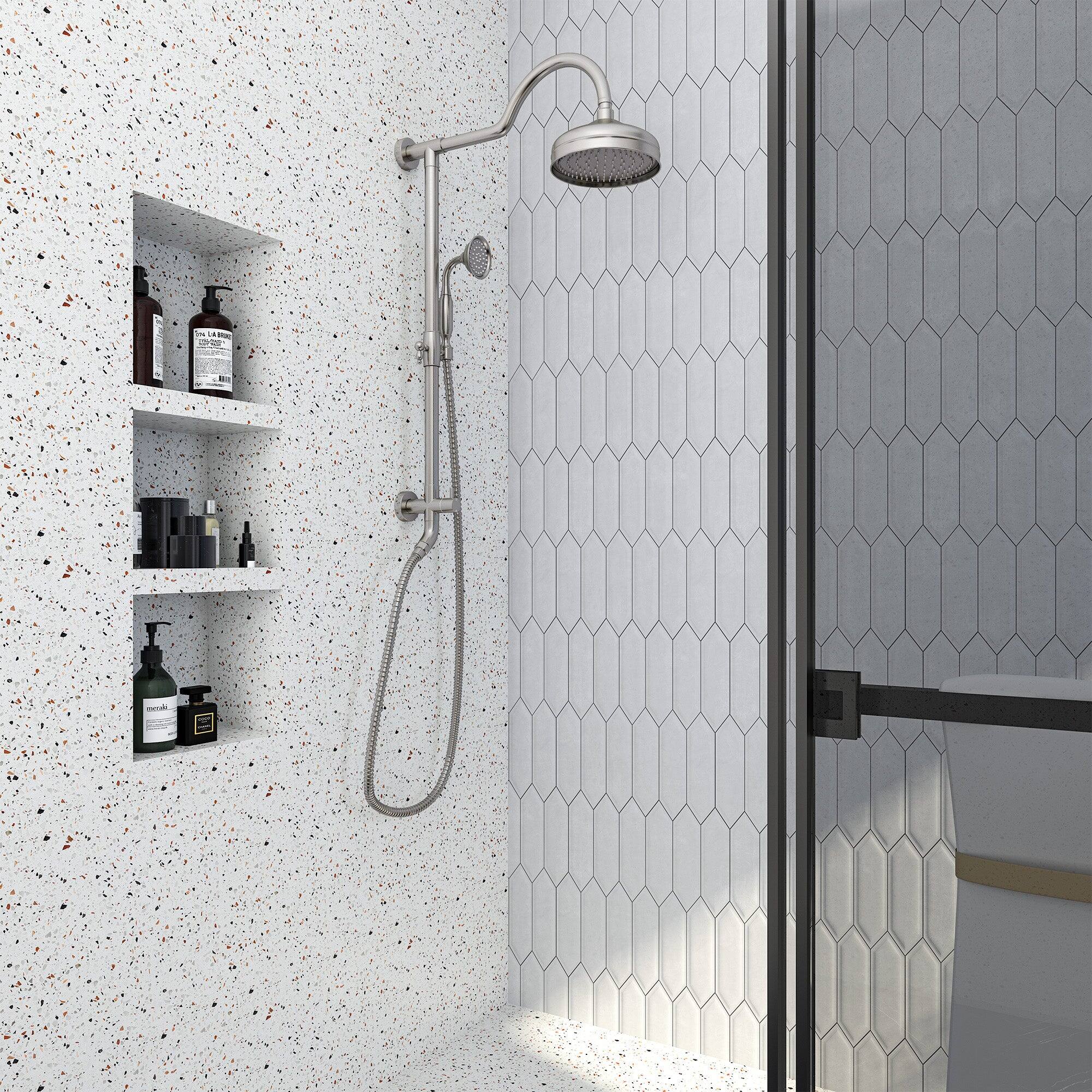 Alt View 3. Boyel Living - 1-Spray Patterns with 2.5 GPM 8 in. Wall Mount Dual Shower Heads in Brushed Nickel (Valve Not Included) - Brushed Nickel.