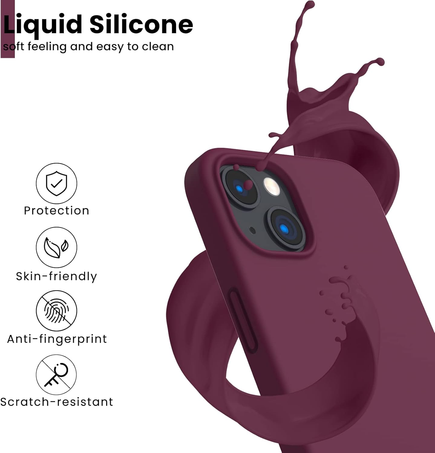 Liquid Silicone, soft feeling and easy to clean, Protection, Skin-friendly, Anti-fingerprint, Scratch-resistant