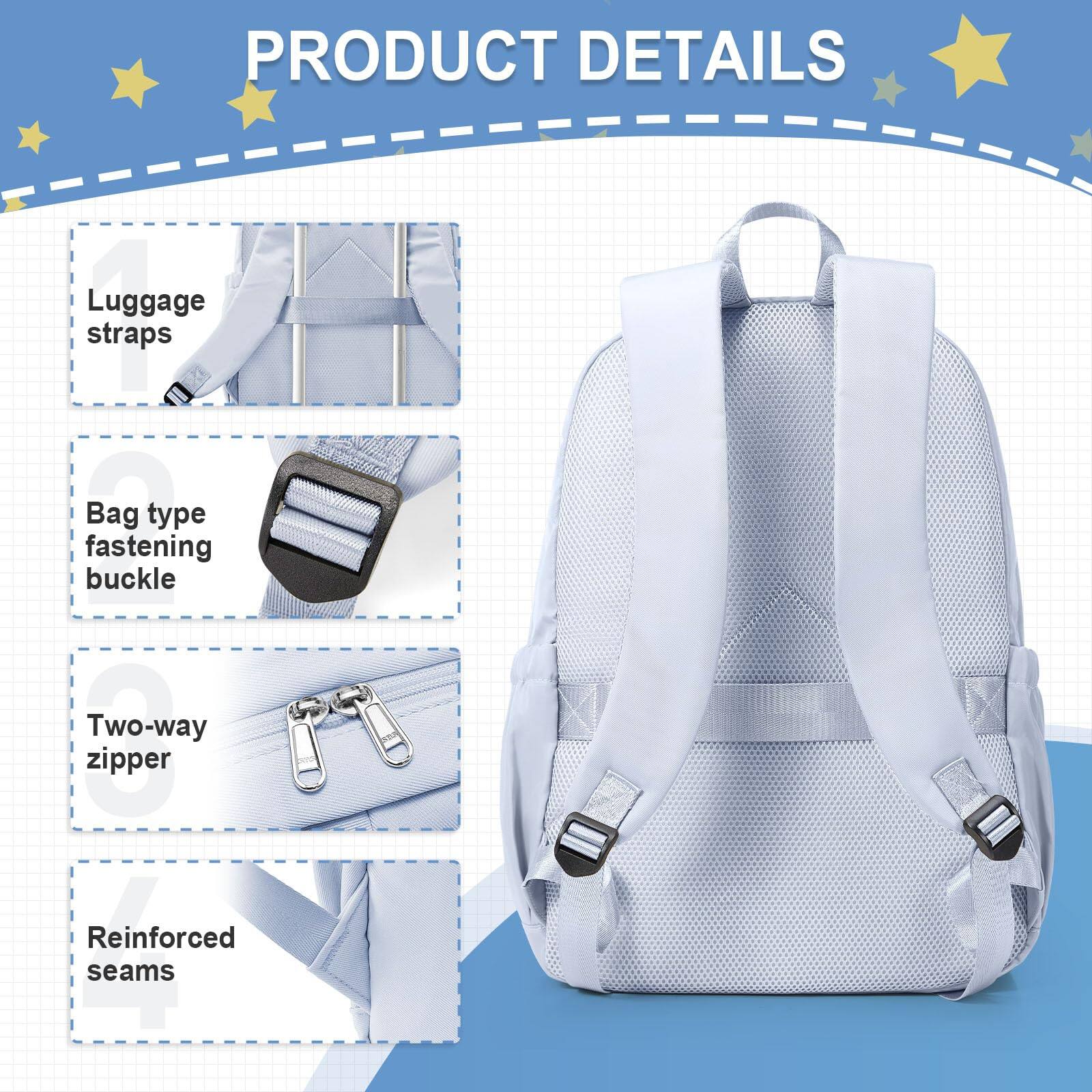 Alt View 1. Pacoar Cade - School Backpack For Women Men  Lightweight Casual Daypack College Backpacks Aesthetic Students Bookbag With Lots Of - Blue.