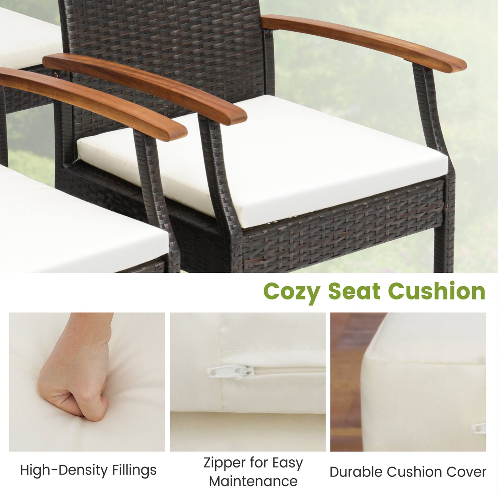 Cozy Seat Cushion High-Density Fillings Zipper for Easy Durable Cushion Cover Maintenance