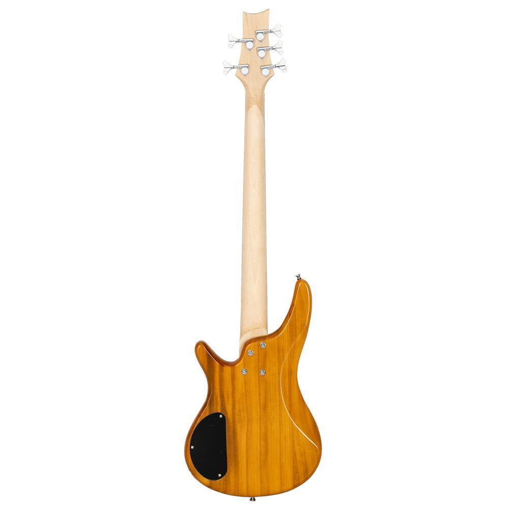 Back. Winado - 5 String Electric Bass Guitar, Full Size Standard Right Handed Rosewood Fretboard Bass Kit with Gig Bag Strap Cable Tool.