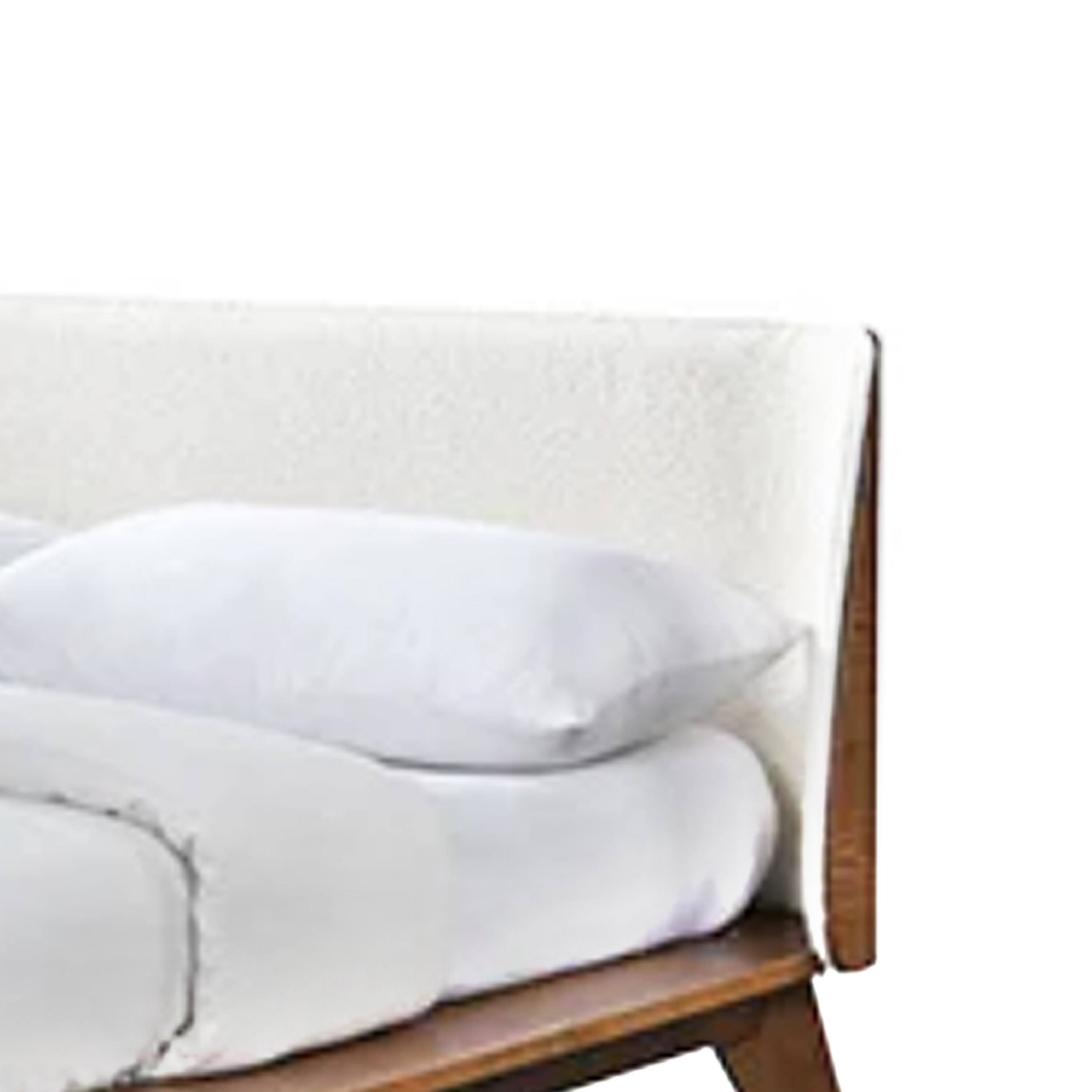 Alt View 2. Manhattan Lane - Linzy King Size Bed w Beige Boucle Winged Headboard - Walnut Brown, Beige.