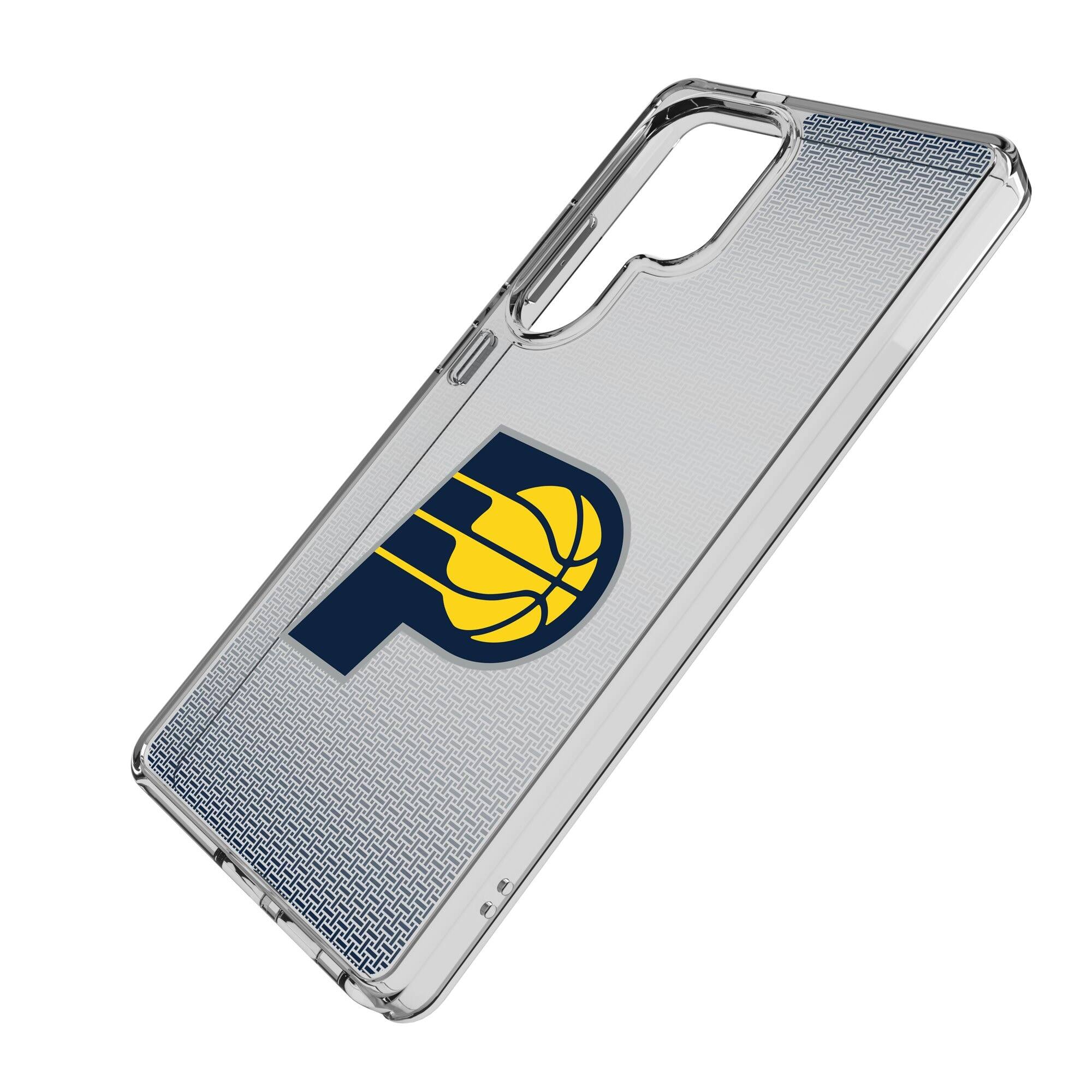 Alt View 1. Keyscaper - Indiana Pacers Linen Logo Galaxy Clear Case - S23 - Multicolor.
