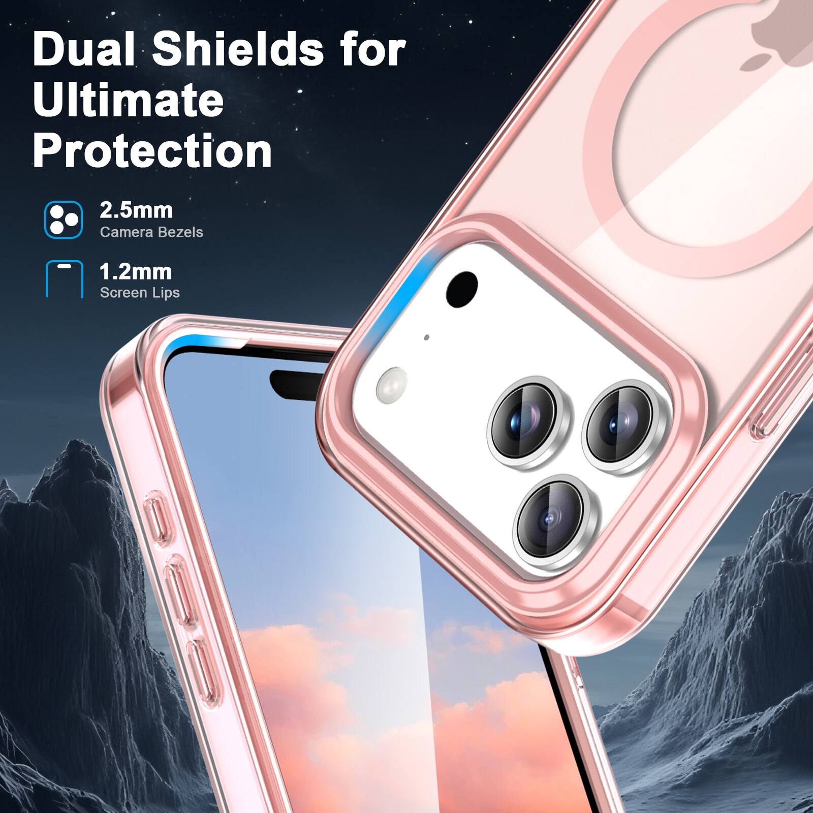 Dual Shields for Ultimate Protection

2.5mm Camera Bezels

1.2mm Screen Lips