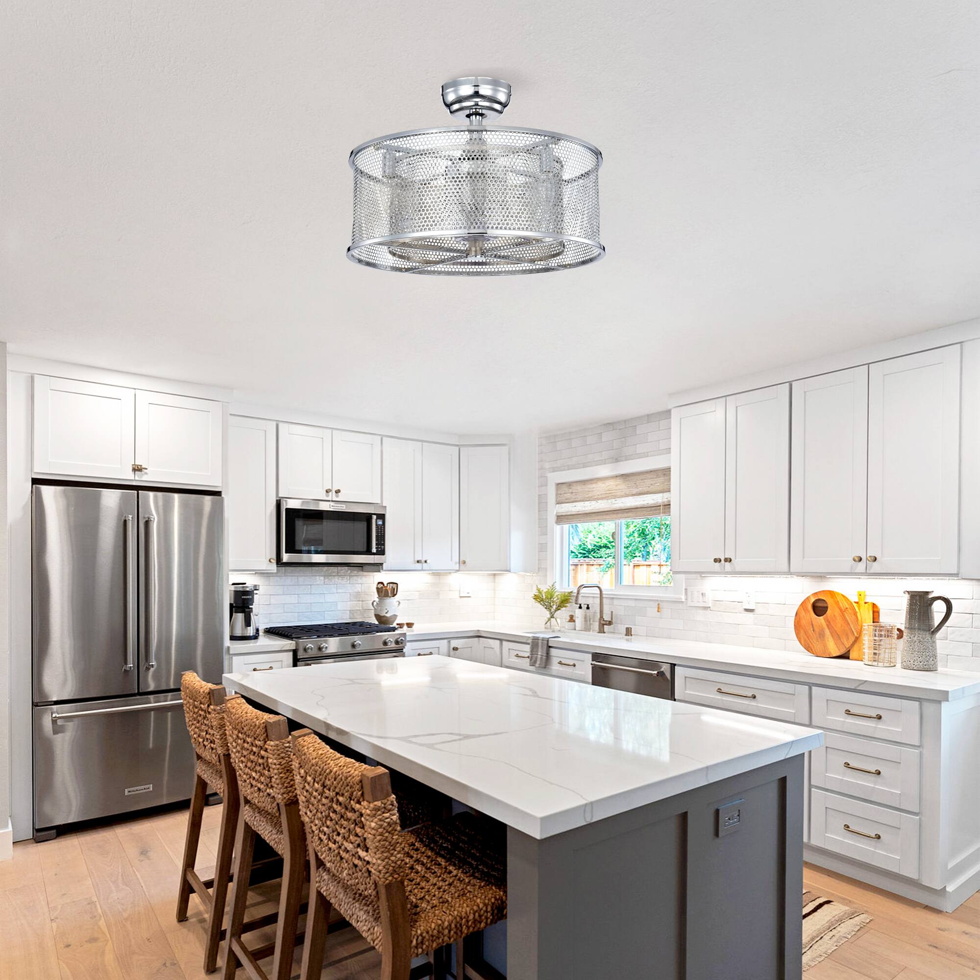 Left. APRILSOUL - 20 inch 3 ABS Blades Modern Ceiling Fan Remote Noiseless Reversible AC Motor Chrome - Chrome.