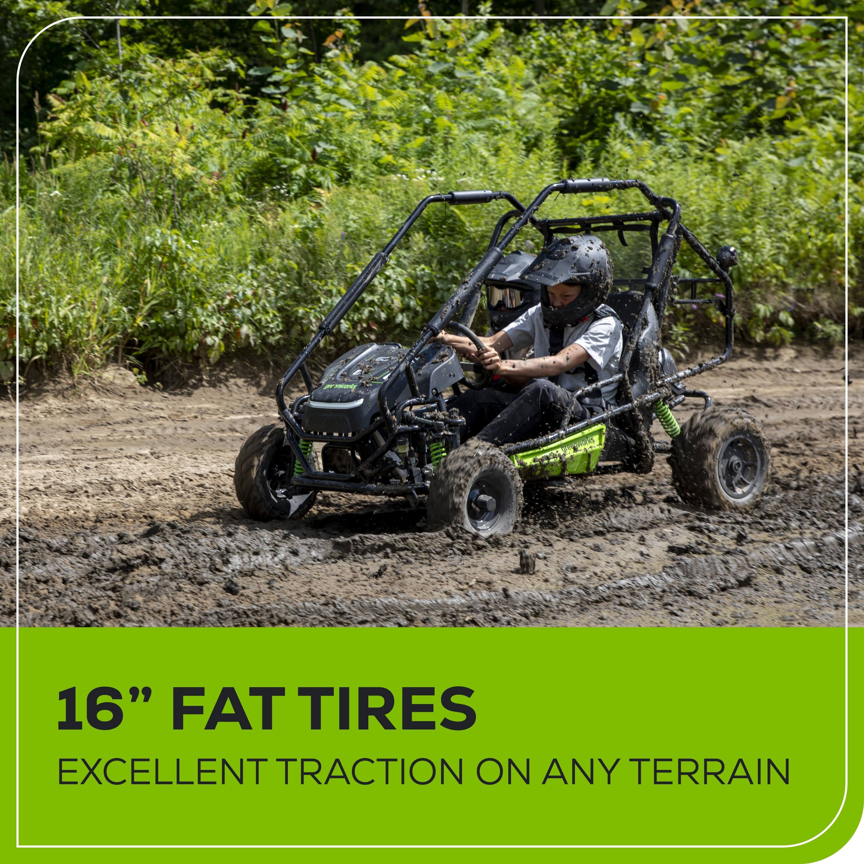 16" FAT TIRES: EXCELLENT TRACTION ON ANY TERRAIN