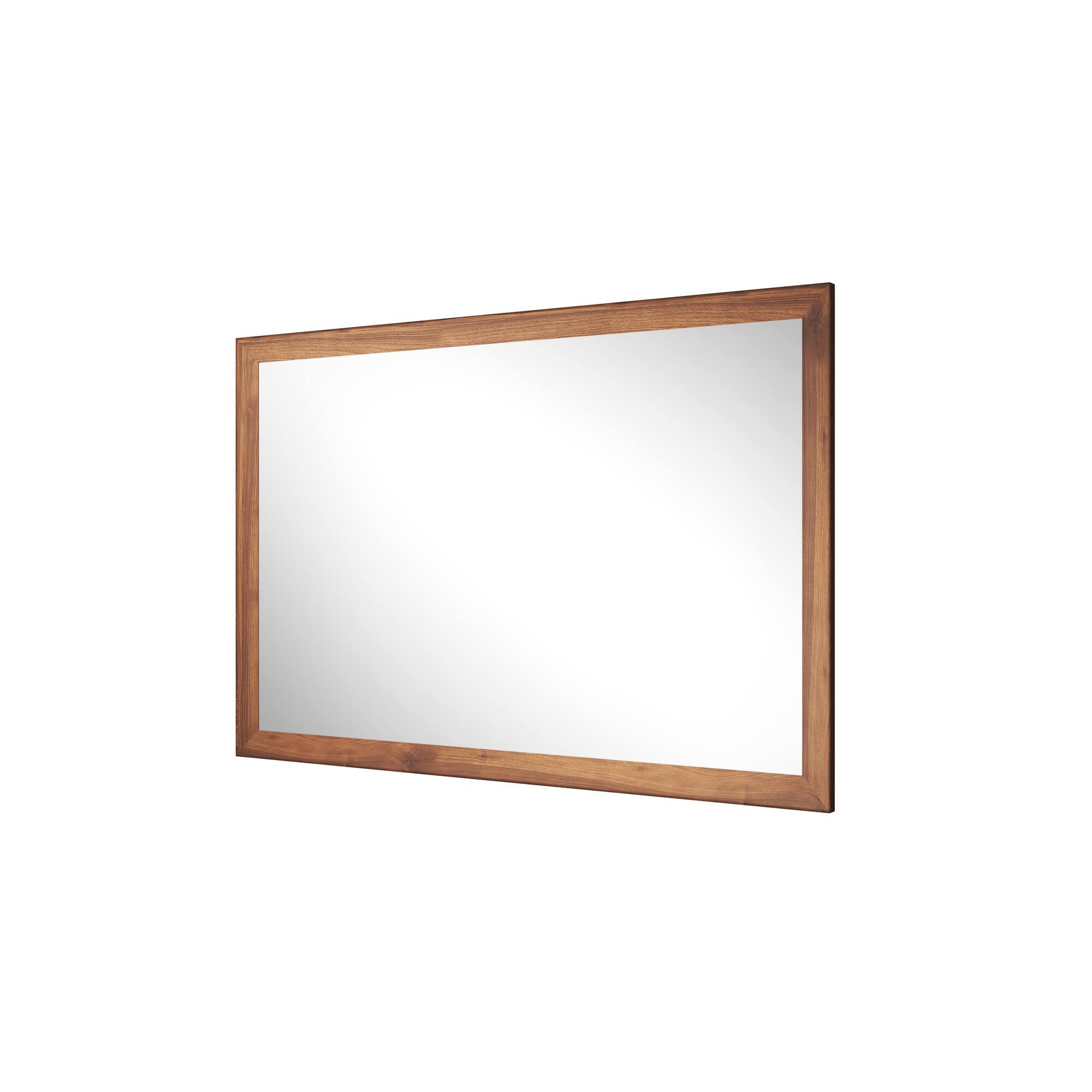 Alt View 1. Boyel Living - 32 in W x 48 in L Dark Wood Grain Rectangular Slanted Edge Aluminum Framed Wall Bathroom Vanity Mirror.
