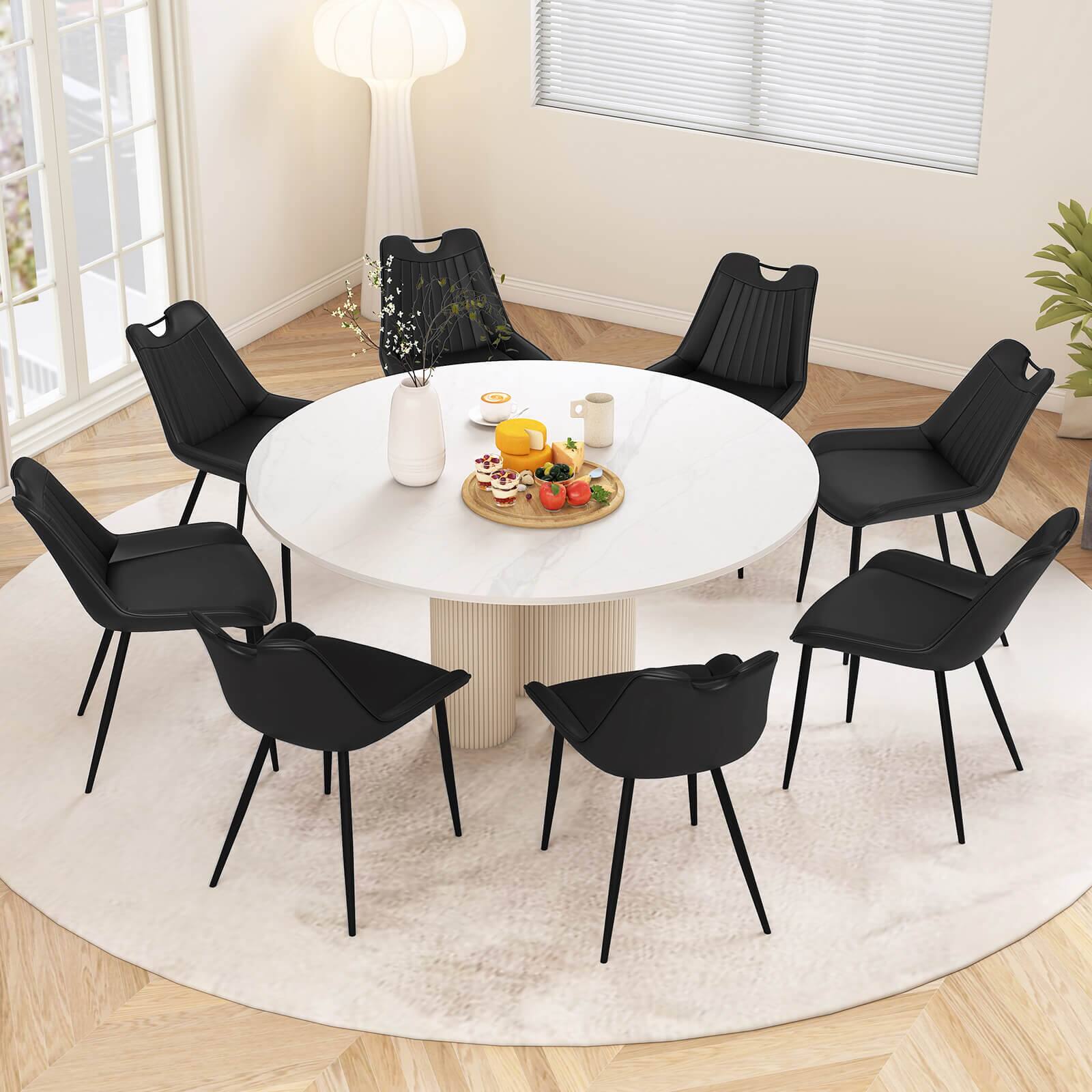 Alt View 4. Costway - Costway Dining Chair Set of 4 Faux Leather Upholstered Kitchen Chairs with Metal Legs - Black.