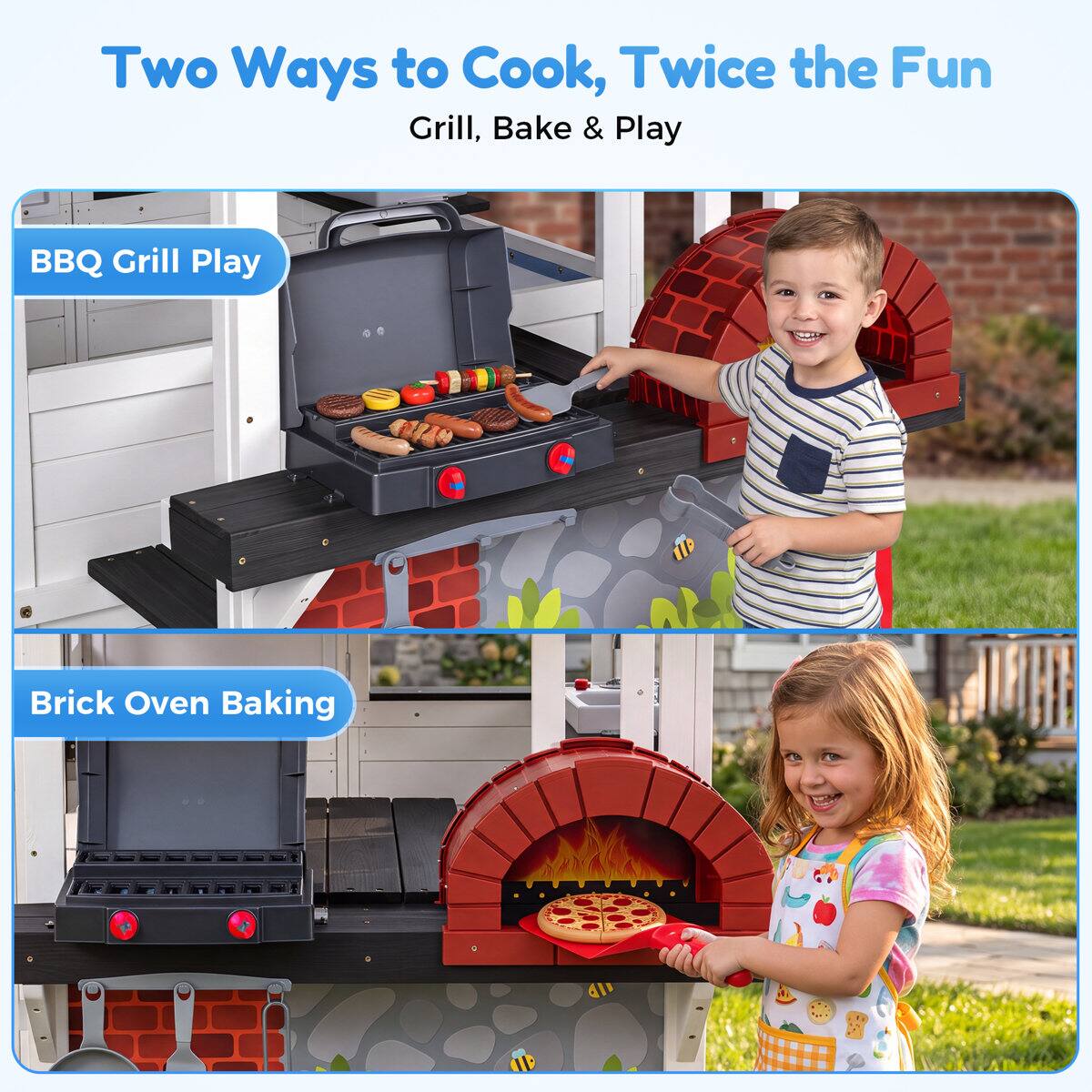 Two Ways to Cook, Twice the Fun  
Grill, Bake & Play

BBQ Grill Play

Brick Oven Baking