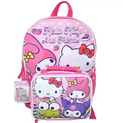 hello kitty backpack college book bags travel shoulder notebook bag Fast Forward Sanrio for Girls, Boys, Women, Men, Adults, Unisex | Cute PU Leather Large Backpack Purse Purse Item will make great gift or an excellent addition to your collection LICENSED PRODUCT AGE 3+ Item My Melody Kuromi Hello Kitty