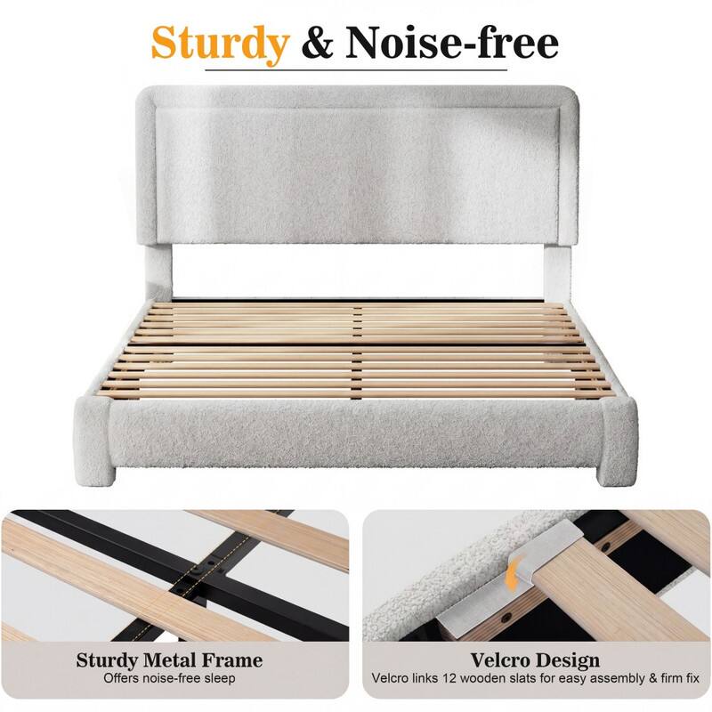 Sturdy & Noise-free  
Sturdy Metal Frame Offers noise-free sleep  
Velcro Design  
Velcro links 12 wooden slats for easy assembly & firm fix