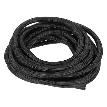 Front. Unique Bargains - Split Sleeve Wire Loom 1/2" 25Ft Self Wrapping Braided Sleeve UL94-V2 Fireproof PET for Automotive Home - Black.