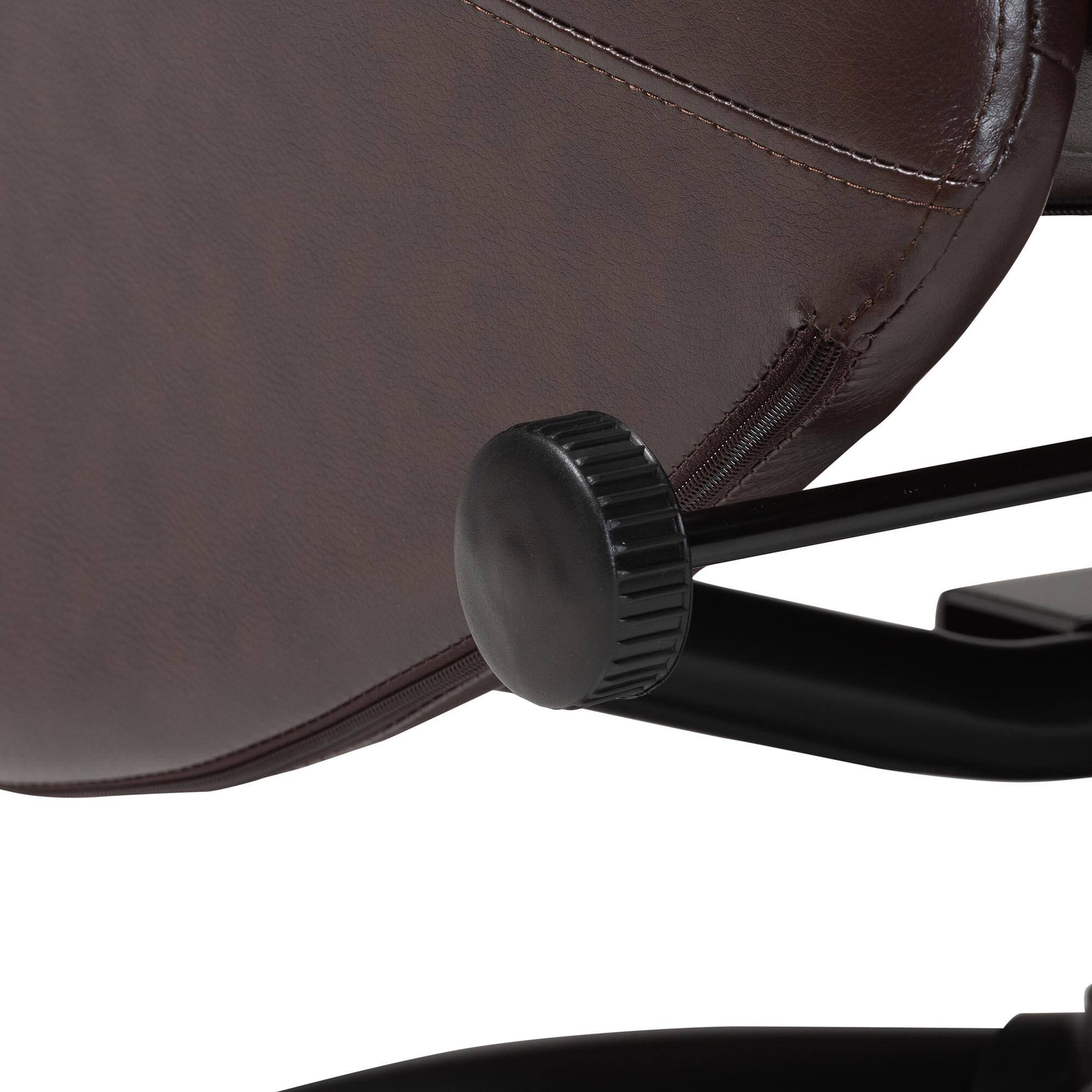 Alt View 5. Baxton Studio - Elwood Modern Faux Leather 2-Piece Lounge Chair and Footrest Set - Dark Brown/Black.