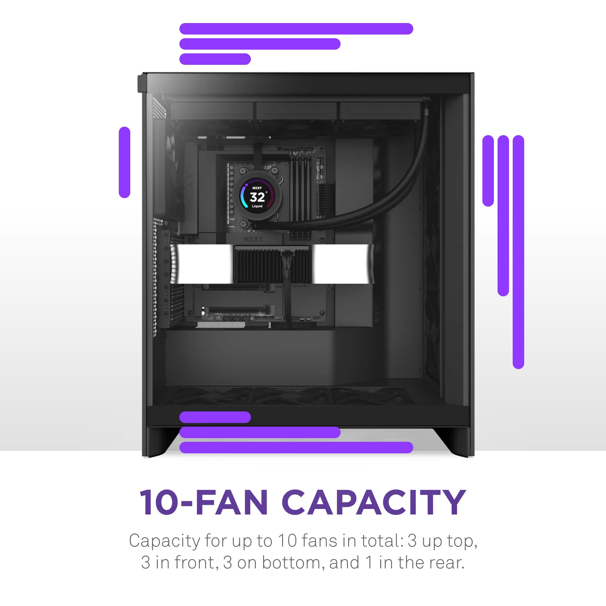 NZXT H7 Flow 2024 Mid-Tower ATX PC Case Black CM-H72FB-01