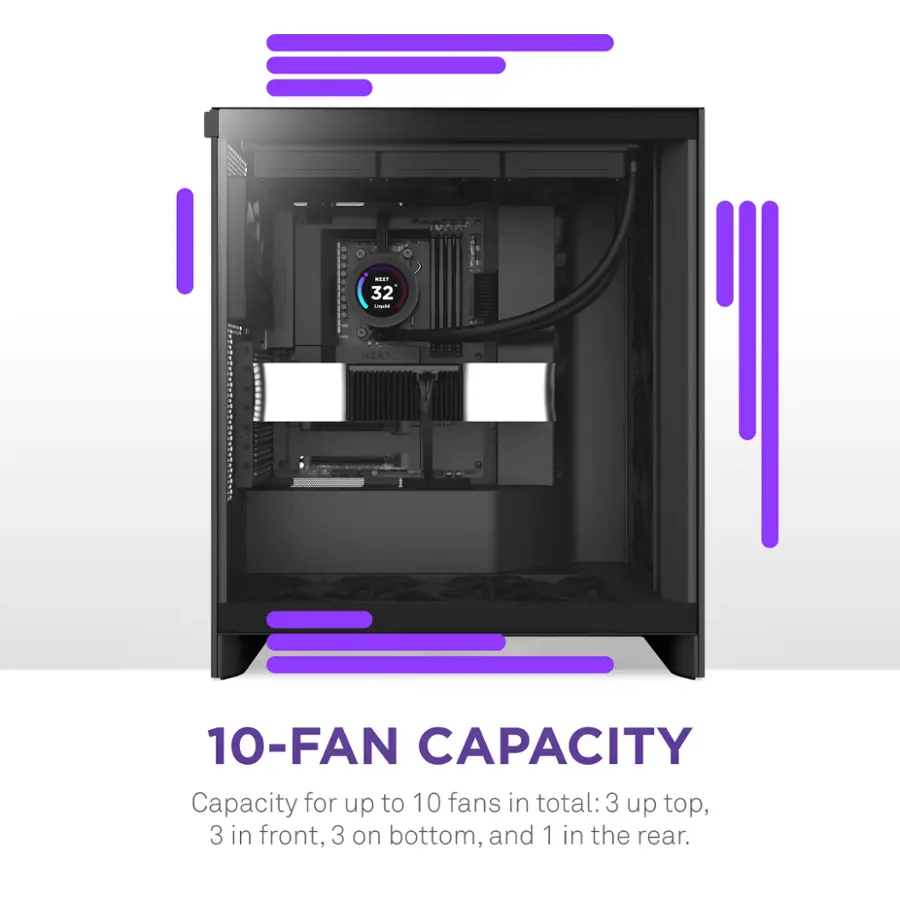 NZXT H7 Flow 2024 Mid Tower ATX PC Case Black CM-H72FB-01 - Best Buy