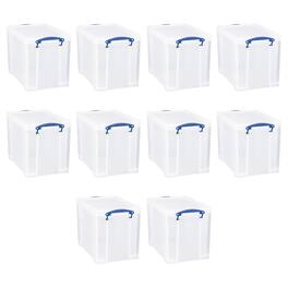 Really Useful Box - 19L Storage Container with Lid and Clip Lock Handles (10 Pack) - Clear