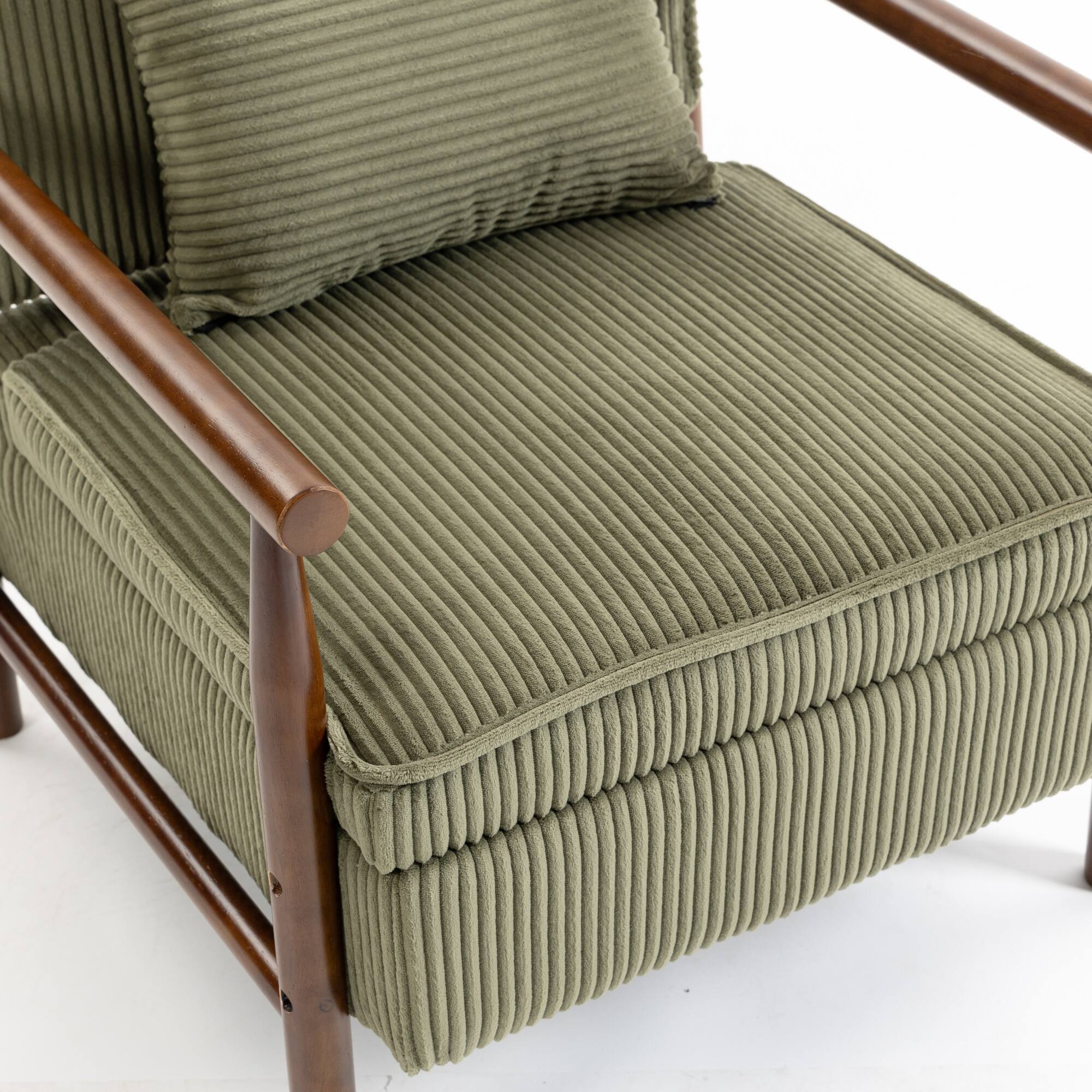 Alt View 5. GOODSILO - Modern Upholstered Accent Armchair with Hidden Storage and Waist Support Cushion for Living Room Bedroom - Antique Green.