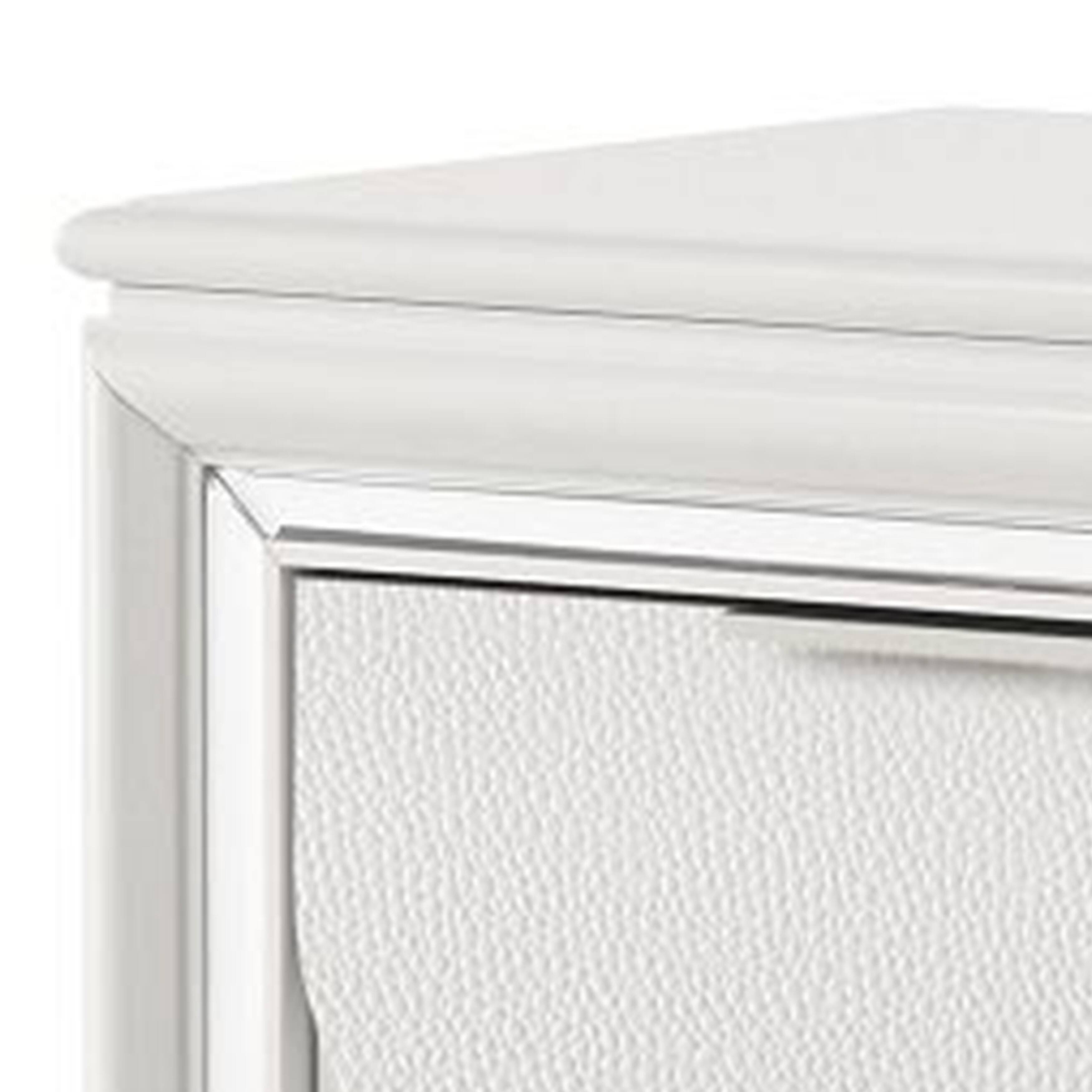 Alt View 1. Manhattan Lane - Rara 30 Inch Nightstand, 2 Drawers, Mirror Trim, Acrylic Legs - White, Silver.