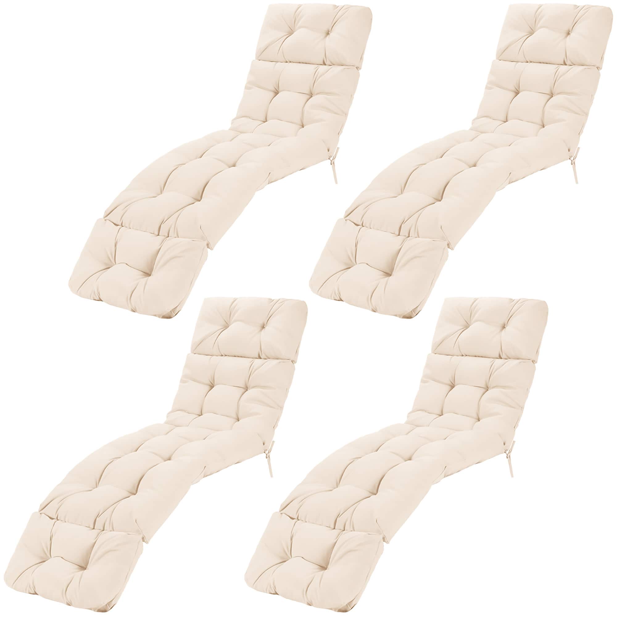 Front. Gymax - Gymax 4PCS Lounge Chair Cushion 73 x 22 Inch High Back Recliner Cushion w/ 4 Fixing Ties - Beige.