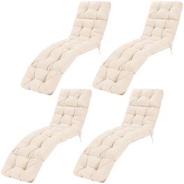 Gymax - 4PCS Lounge Chair Cushion 73 x 22 Inch High Back Recliner Cushion w/ 4 Fixing Ties - Beige