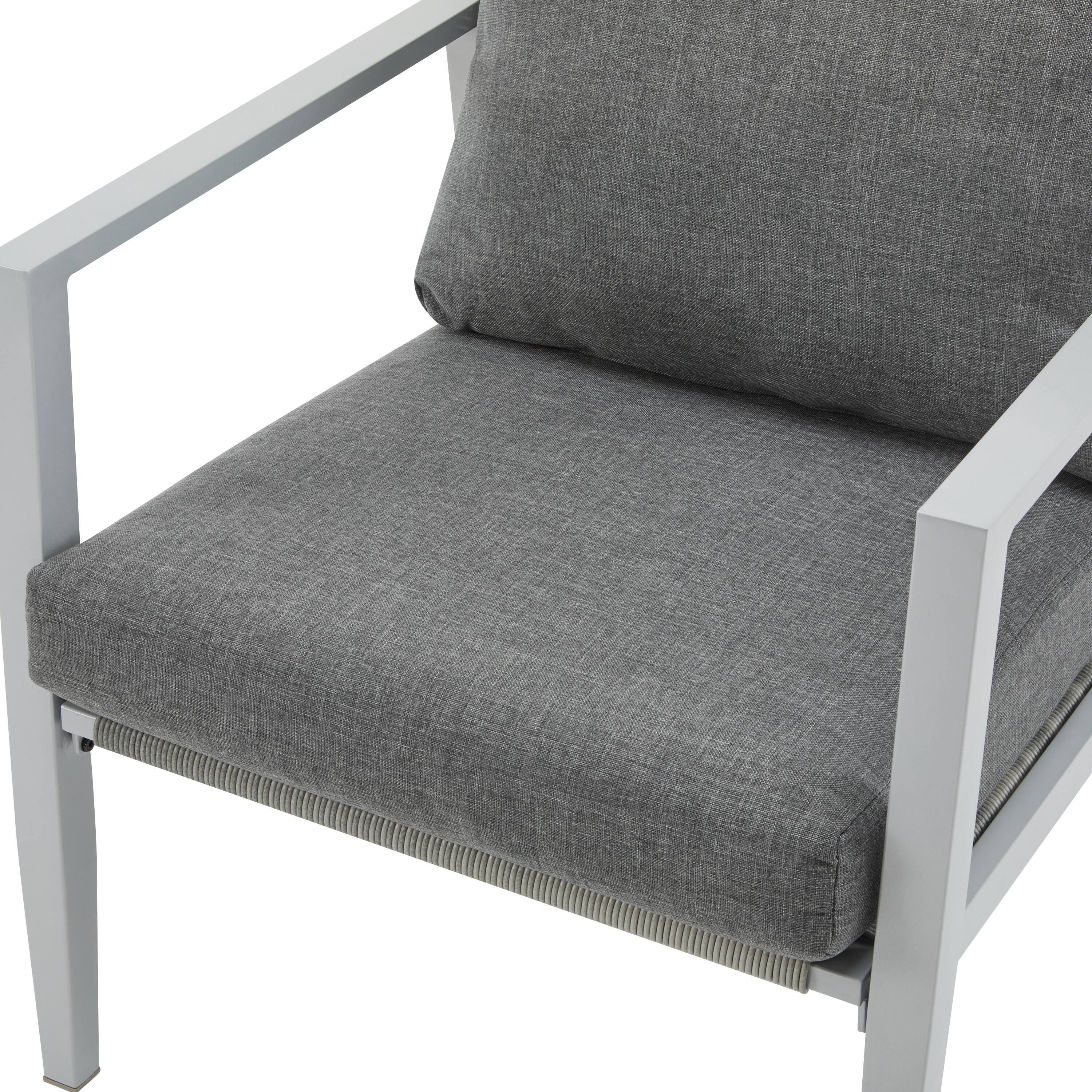 Alt View 1. SlickBlue - Modern Rope Accent Lounge Chair – Aluminum Frame with Plush Cushions for Patio - Silver, Grey.