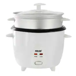 Better Chef - 5 Cup Ceramic Bowl Rice Cooker with Steamer Attachment - White