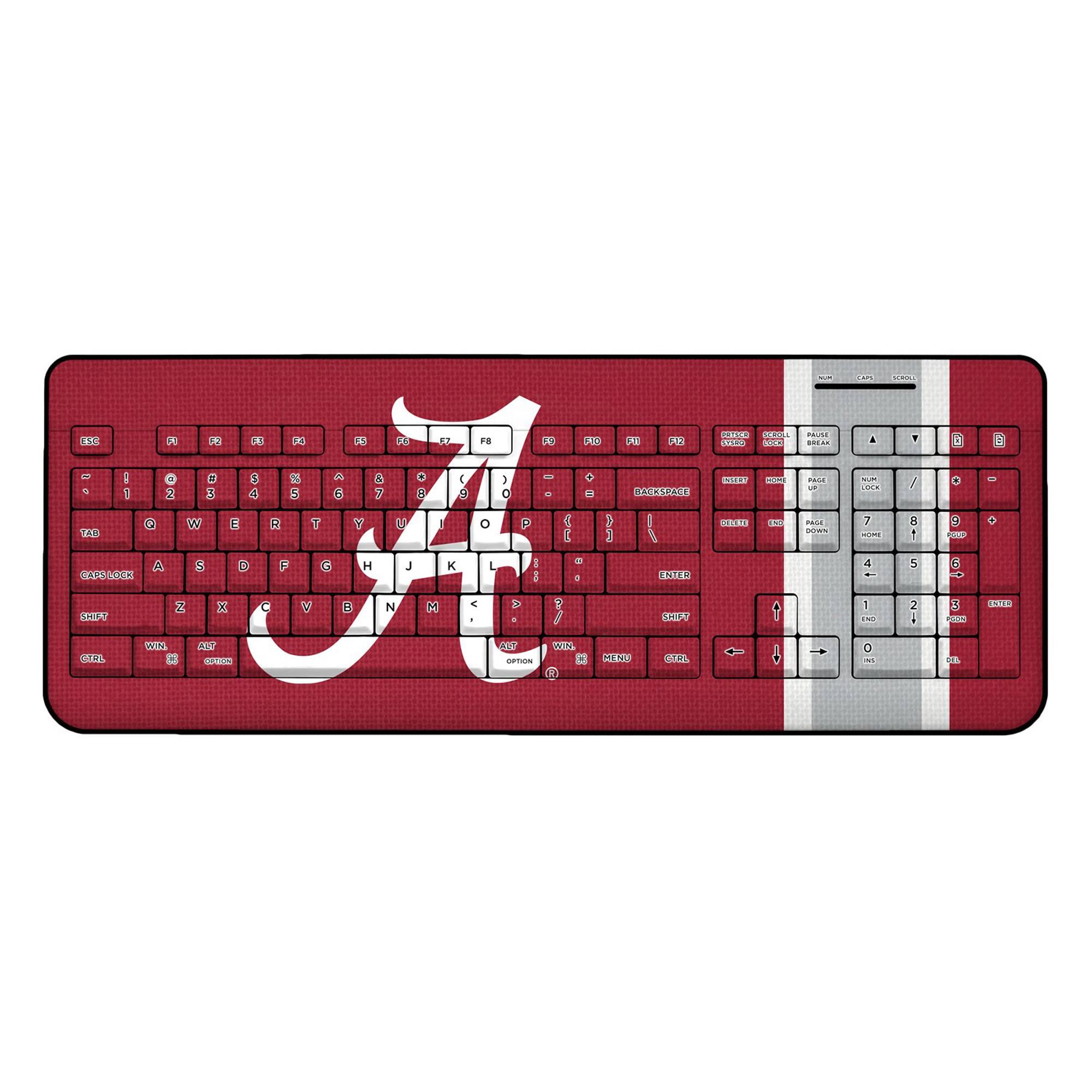 Keyscaper - Alabama Crimson Tide Stripe Design Wireless Keyboard - Multicolor