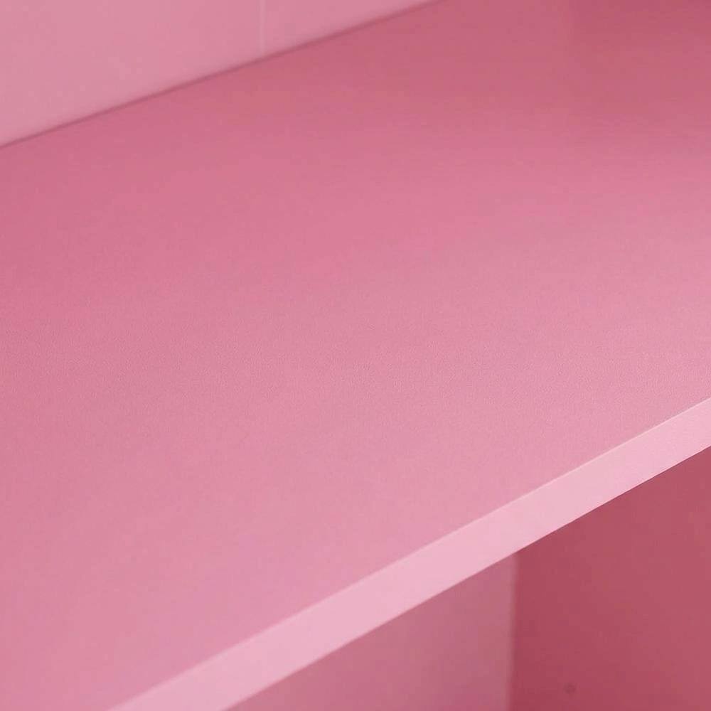 Alt View 1. FurniFact - Pink 3-Tier Adjustable Shelf Bookcase with Sturdy Wood Construction - Pink.