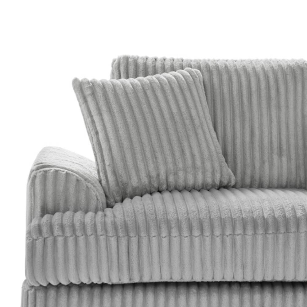 Alt View 6. LUCKY ONE - 129" Oversized U-Shaped Corduroy Sectional Sofa w/ Chaise Lounge & 7 Pillows - Grey.