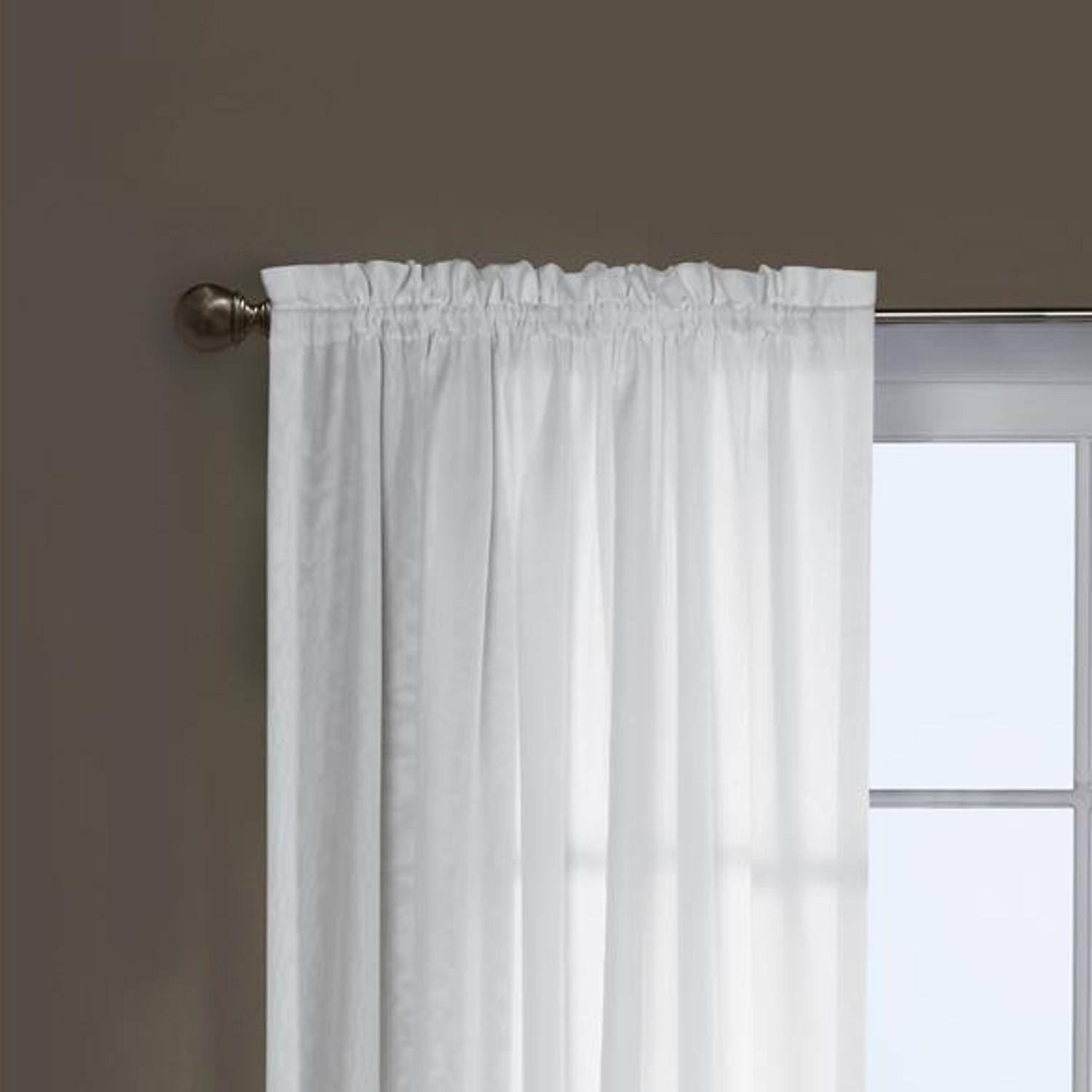 Angle. Commonwealth Home Fashions - Commonwealth Thermavoile Rhapsody Lined Tailored Pole Top Curtain Panel - 54x72" - White - White.