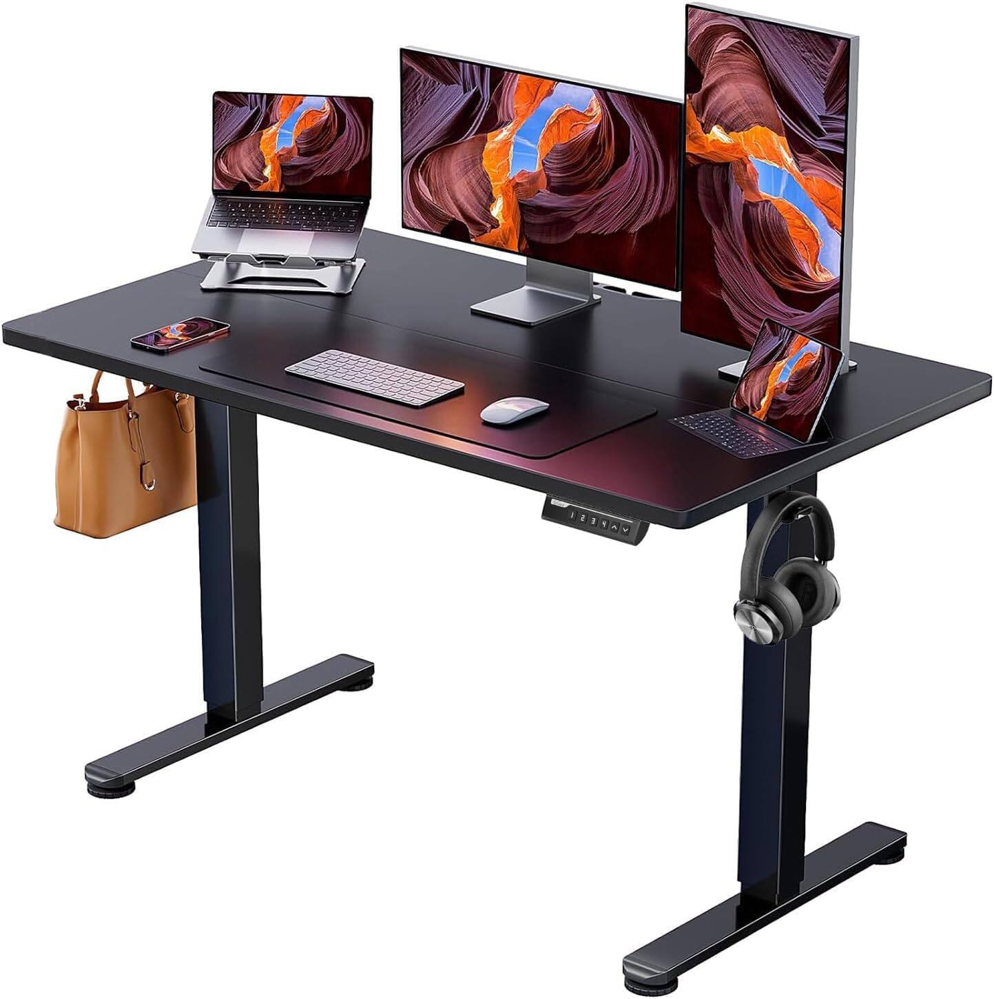 Hirose Alice - ErGear Height Adjustable Electric Standing Desk, Sit Stand up Desk, Memory Computer Home Office Desk with T - Black 48*24 Inch