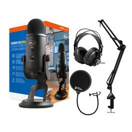 Blue Microphones - Yeti Blackout USB Microphone Bundle with Knox Studio Stand