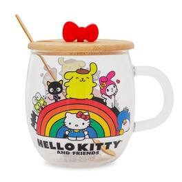Silver Buffalo - Sanrio Hello Kitty and Friends Rainbow Glass Mug With Lid and Spoon - Multi-Color