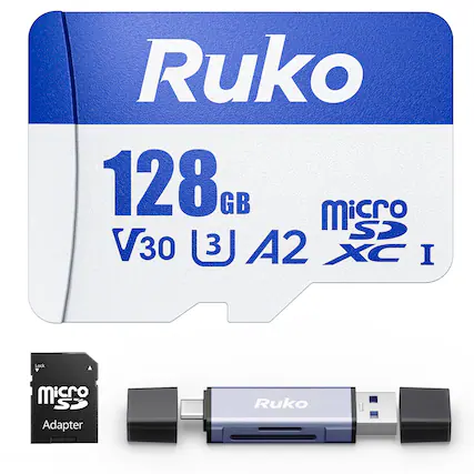 Ruko 128GB Micro SD V30 A2 XC I Lock Adapter