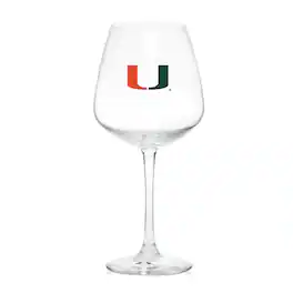 Logo Brands - Miami Hurricanes 18oz. Stemmed Wine Glass - Multicolor