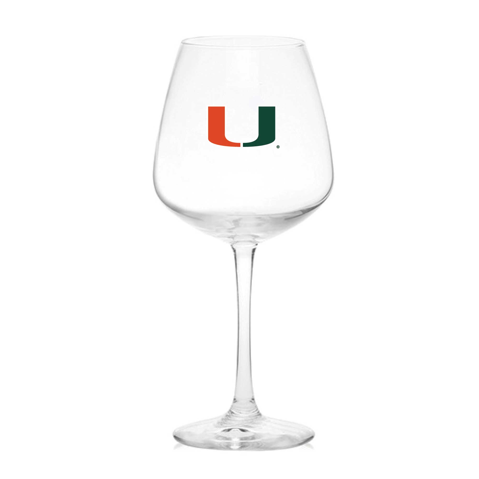 Front. Logo Brands - Miami Hurricanes 18oz. Stemmed Wine Glass - Multicolor.