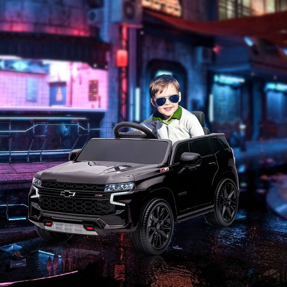 Angle. Ropilly - Ropilly Licensed Chevrolet Tahoe Ride On Car 12V Battery Powered Kids Electric Car with Remote Control Black.